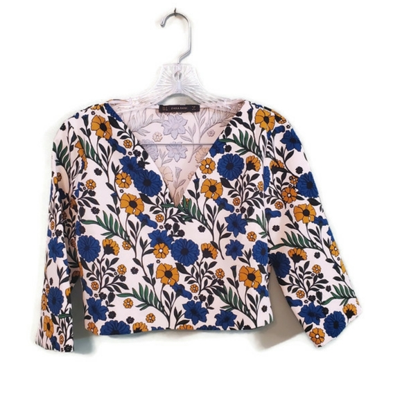 Zara Basic Floral Crop Top Size Medium